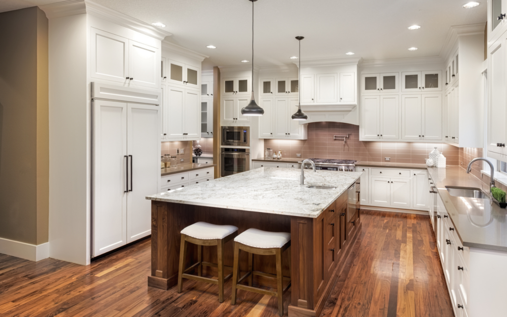 Luxury kitchen with white cabinets