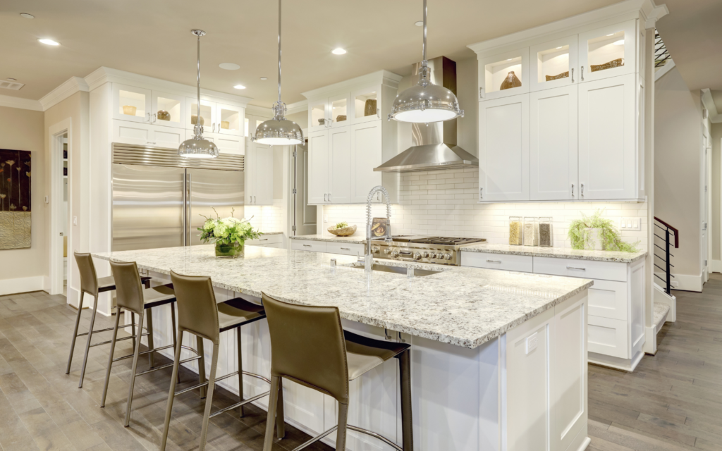 Traditional kitchen with white cabinets